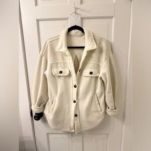 Cream Button-Up Fleece Jacket